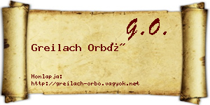 Greilach Orbó névjegykártya